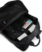 BMW 15.6" Laptop Black Backpack with Carbon Fiber Design | Blue Stripe