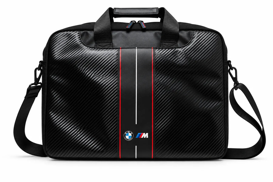 BMW Laptop Bag 15" – Carbon Red Stripes | Black, Fits Devices up to 16", Eco-Leather & Nylon