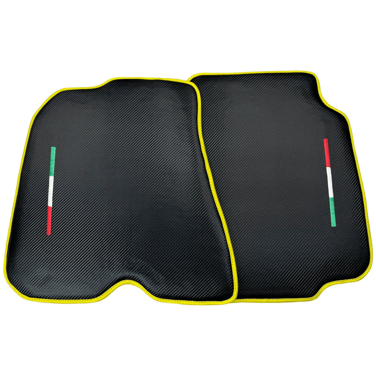Carbon Fiber Floor Mats for Ferrari F12 Berlinetta (2012-2022) | Yellow Trim - AutoWin