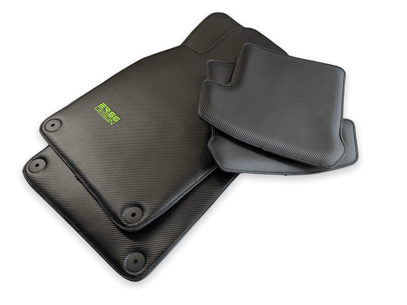 Carbon Fiber Floor Mats for Porsche Panamera (2009-2016) Green Sewing - AutoWin