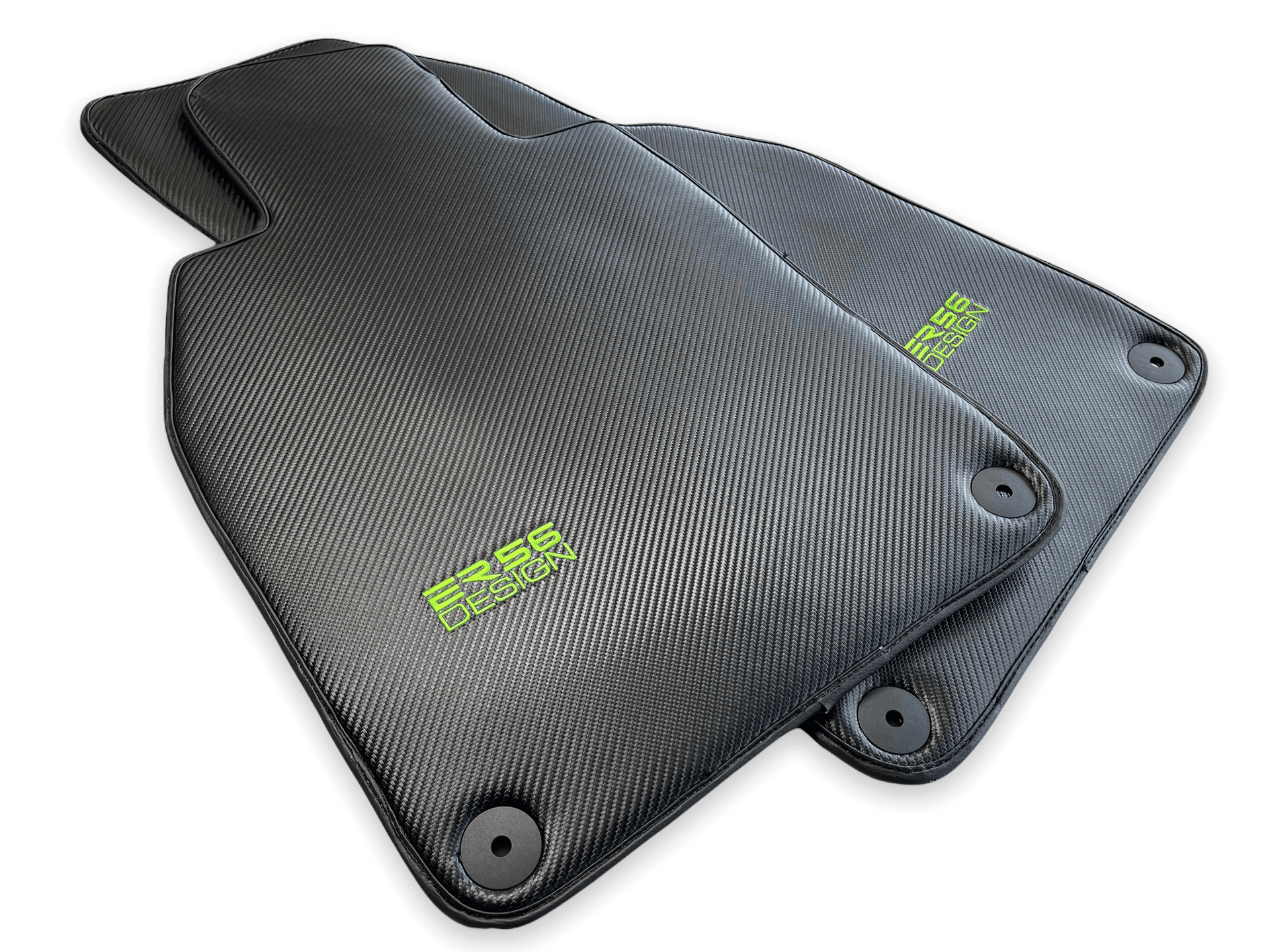 Carbon Fiber Floor Mats for Porsche Panamera (2017-2023) Green Sewing - AutoWin