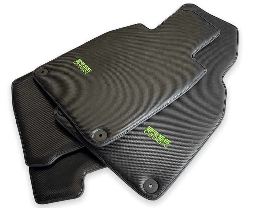 Carbon Fiber Floor Mats for Porsche Panamera (2017-2023) Green Sewing - AutoWin
