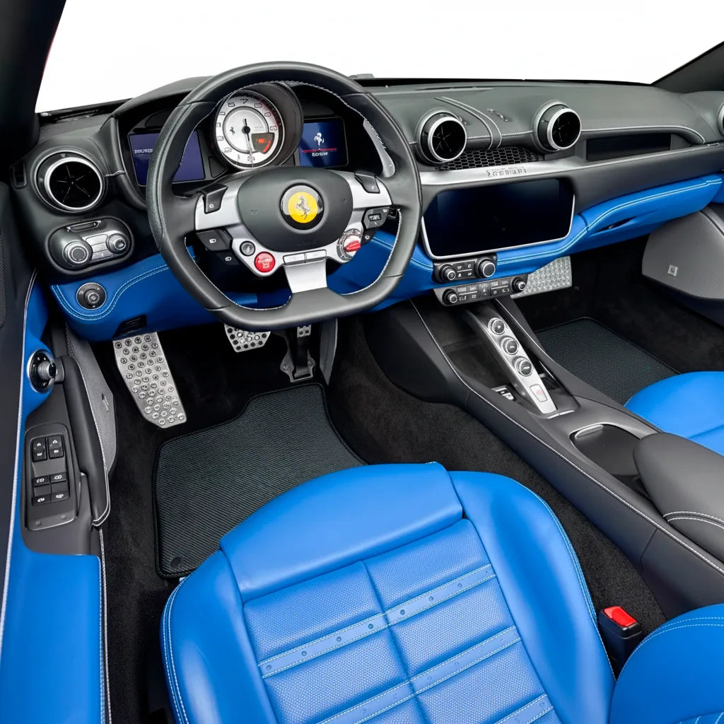 Carbon Fiber Leather Floor Mats For Ferrari Roma (2021-2027)
