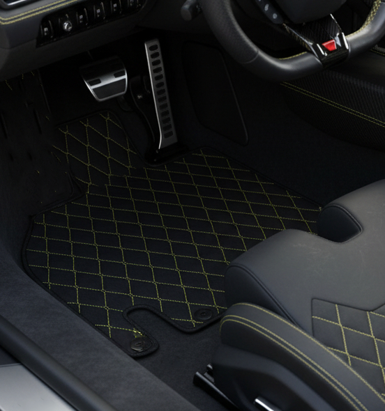 Customizable Leather Floor Mats with Vertical Hex Pattern for Lamborghini Countach (1974–1990)