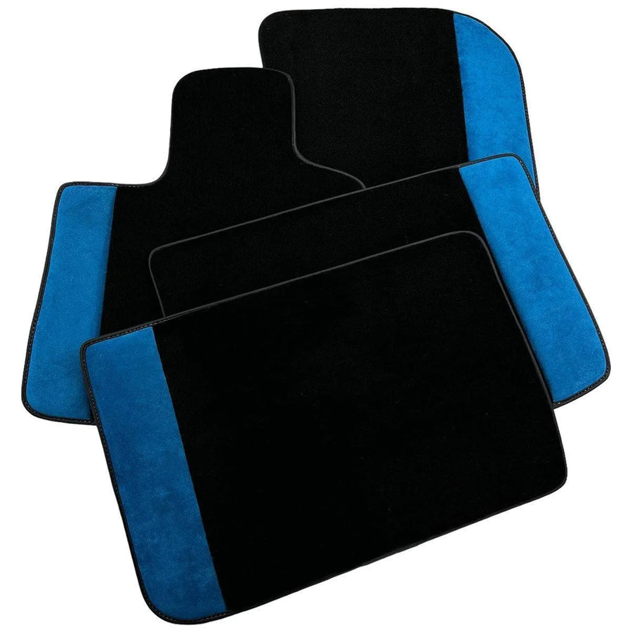 Custom Black Floor Mats for Rolls Royce Ghost Series I (2010–2020) with Blue Alcantara