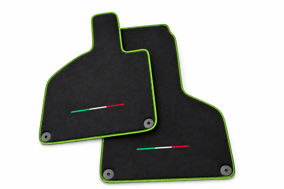 Custom Floor Mats for Lamborghini Huracan Alcantara Leather Green trim