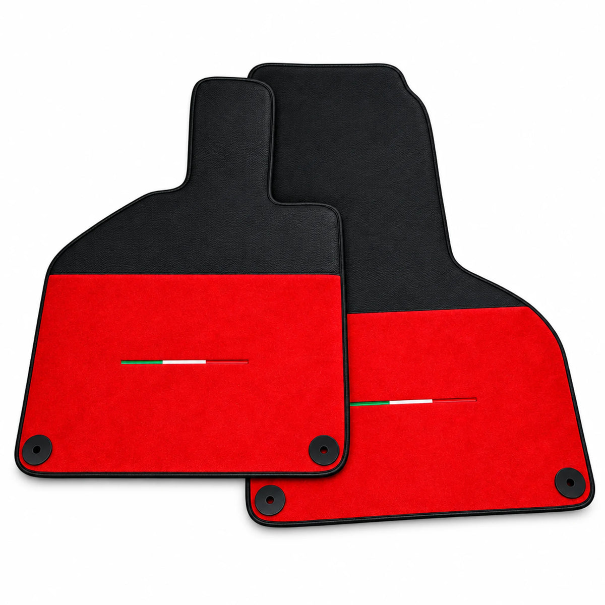 Custom Floor Mats for Lamborghini Huracan Alcantara Red Leather With Huracan Logo