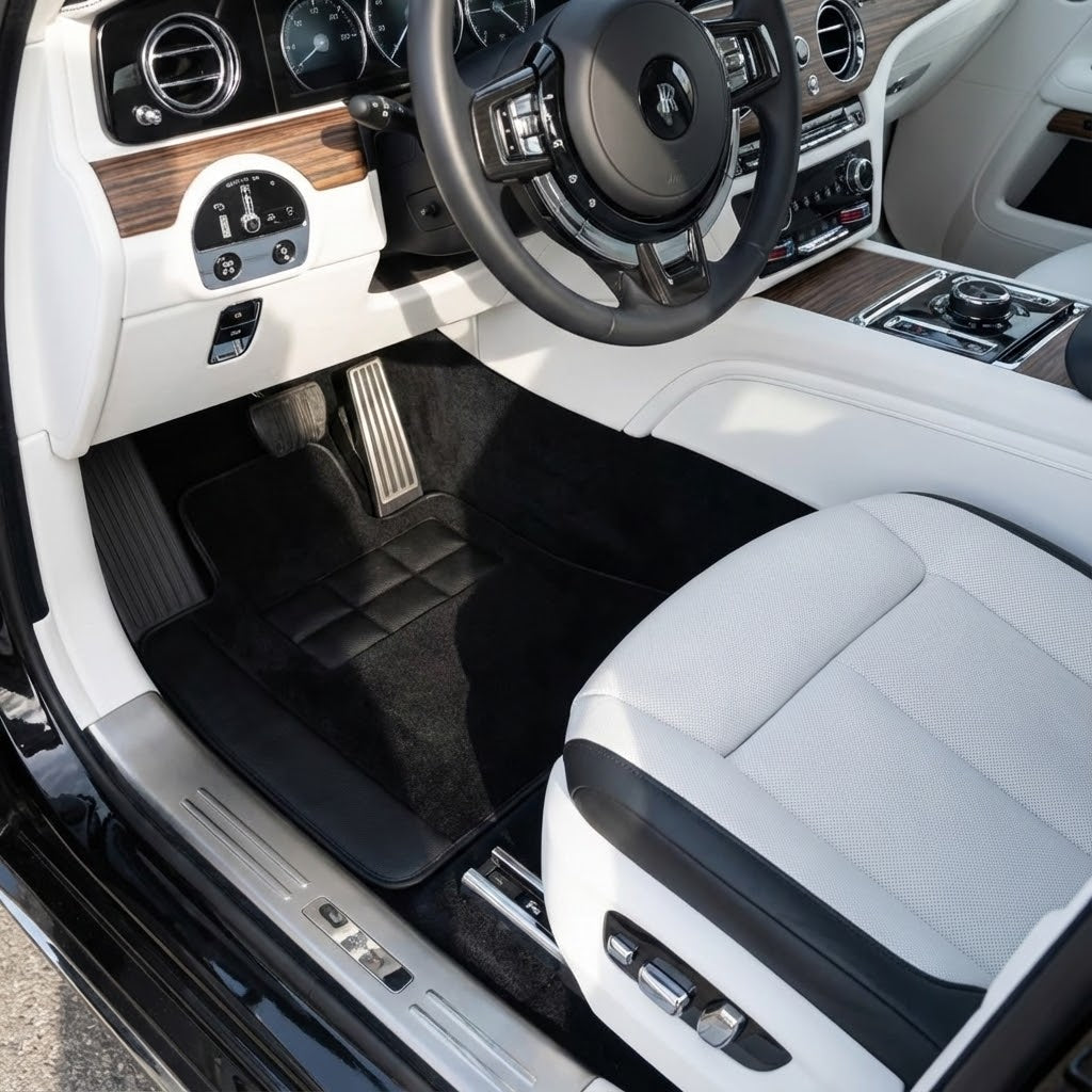 Interior look of floor mats for Rolls Royce Spectre (2023-2024) With Black Leather