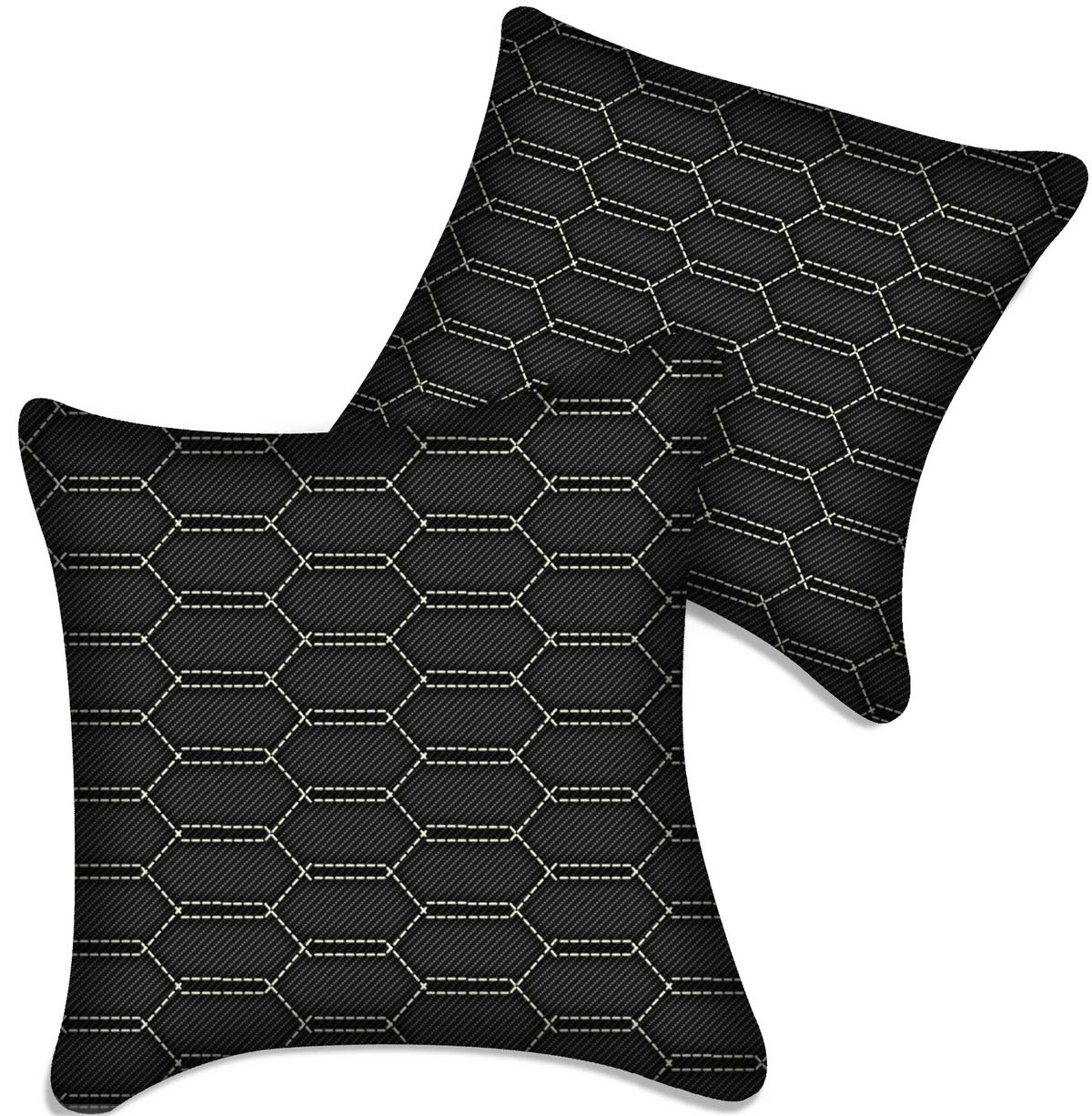 Customizable Black Carbon Fiber Pillows Set of 2 for All Vehicles