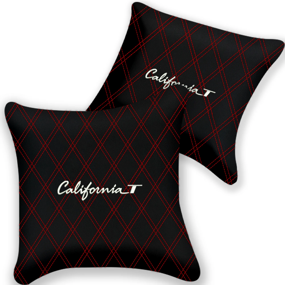 Customizable Black Leather Pillows Set of 2 for Ferrari California T (2015-2018) - Various Stitching Colors
