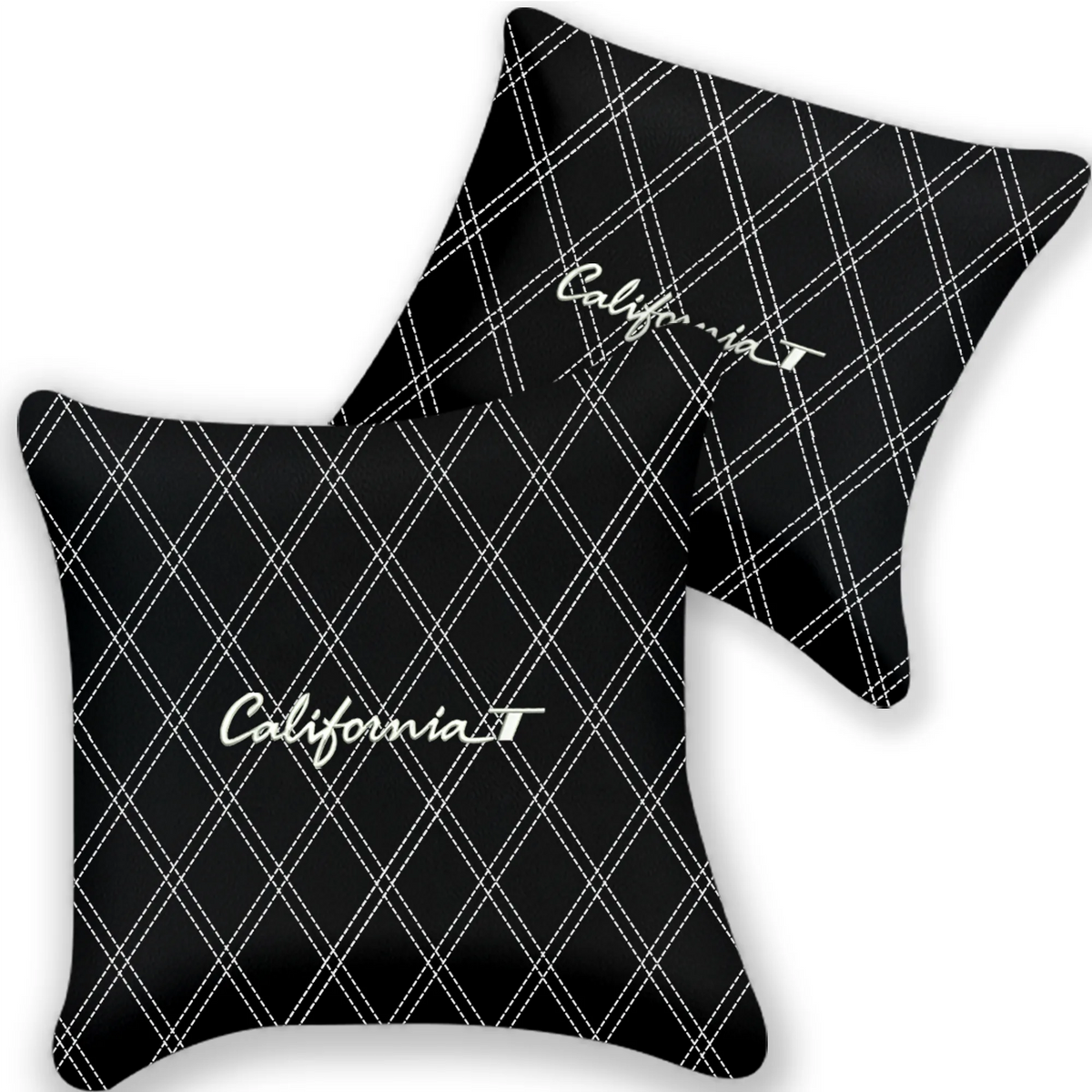 Customizable Black Leather Pillows Set of 2 for Ferrari California T (2015-2018) - Various Stitching Colors
