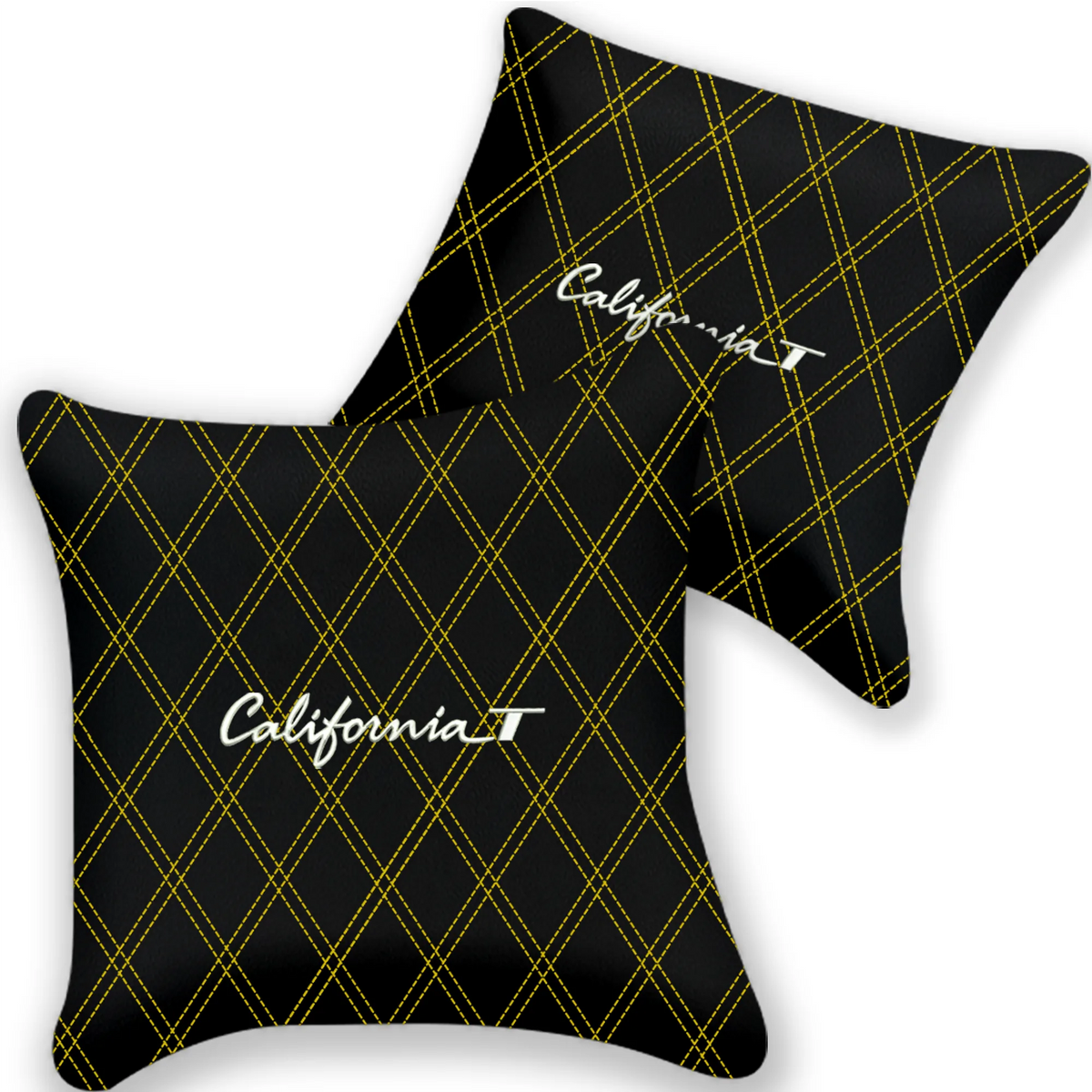 Customizable Black Leather Pillows Set of 2 for Ferrari California T (2015-2018) - Various Stitching Colors