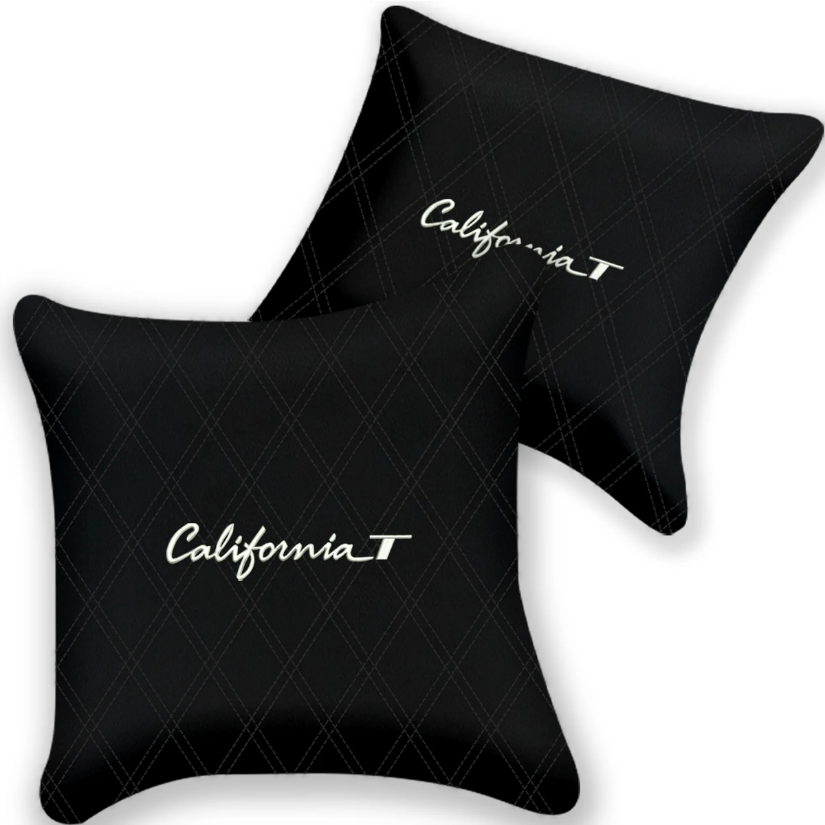 Customizable Black Leather Pillows Set of 2 for Ferrari California T (2015-2018) - Various Stitching Colors