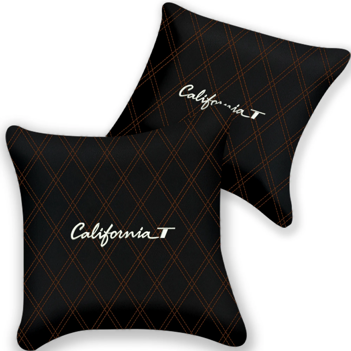 Customizable Black Leather Pillows Set of 2 for Ferrari California T (2015-2018) - Various Stitching Colors