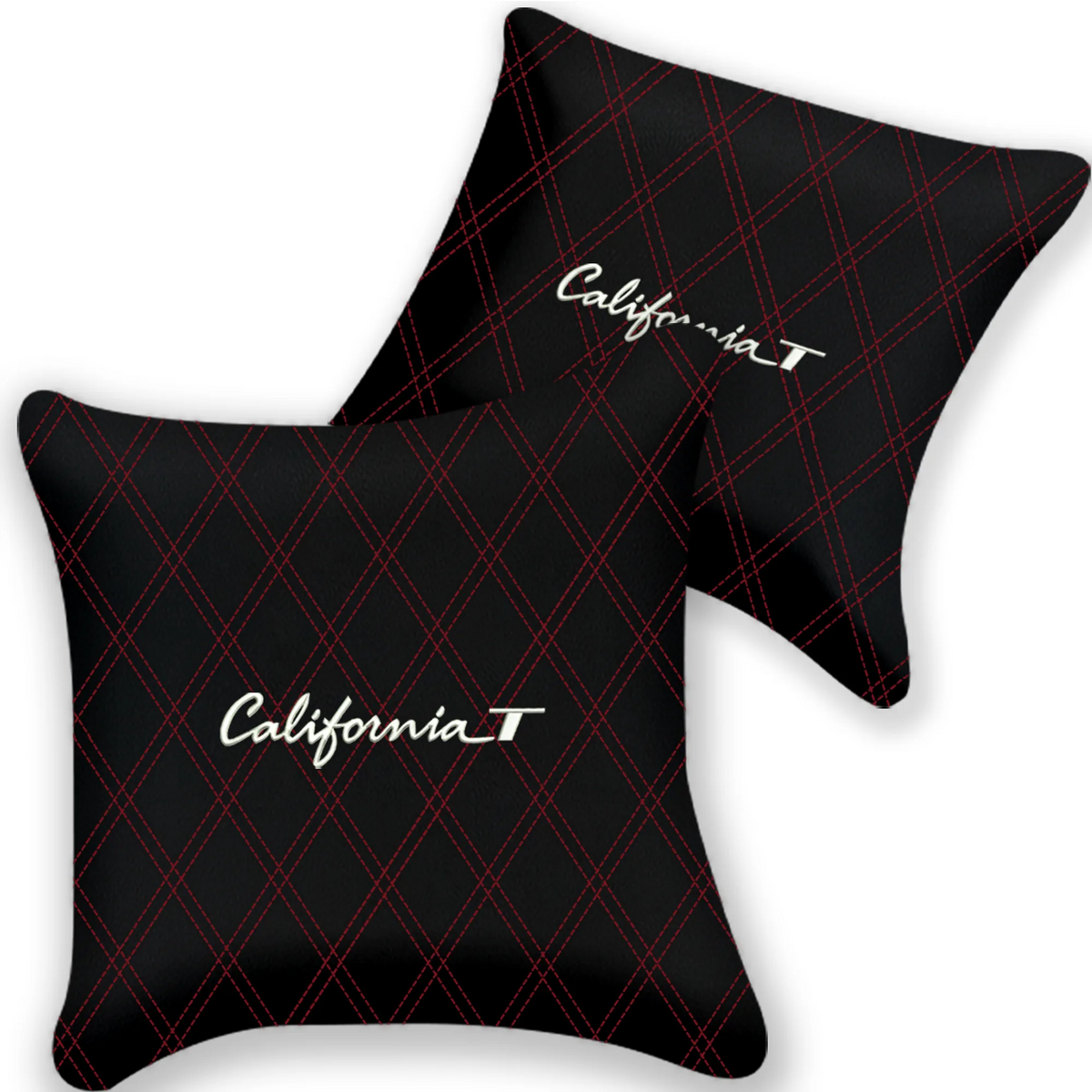 Customizable Black Leather Pillows Set of 2 for Ferrari California T (2015-2018) - Various Stitching Colors