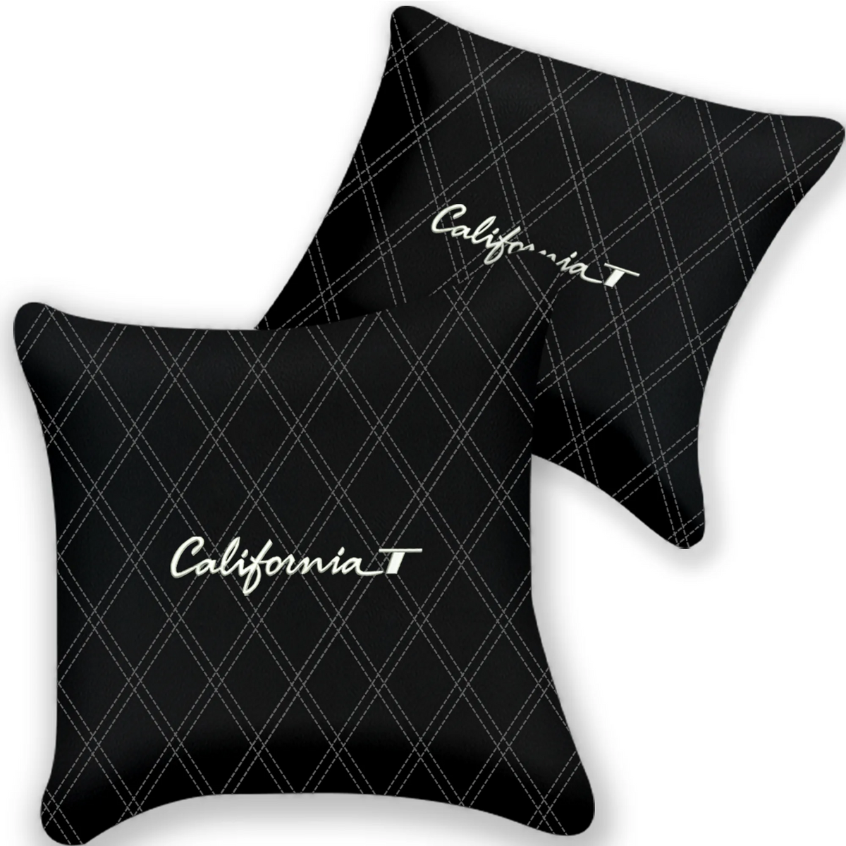 Customizable Black Leather Pillows Set of 2 for Ferrari California T (2015-2018) - Various Stitching Colors
