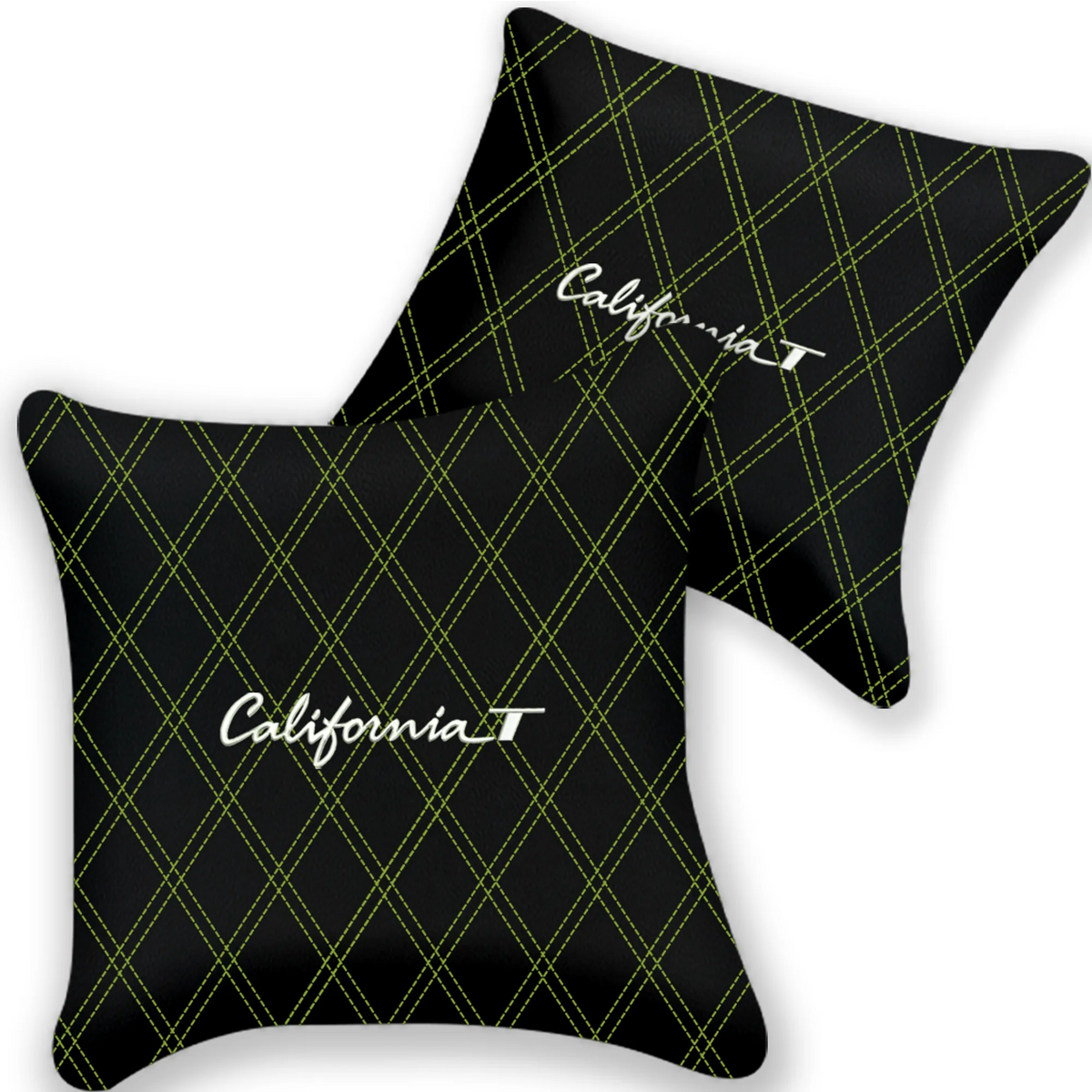 Customizable Black Leather Pillows Set of 2 for Ferrari California T (2015-2018) - Various Stitching Colors