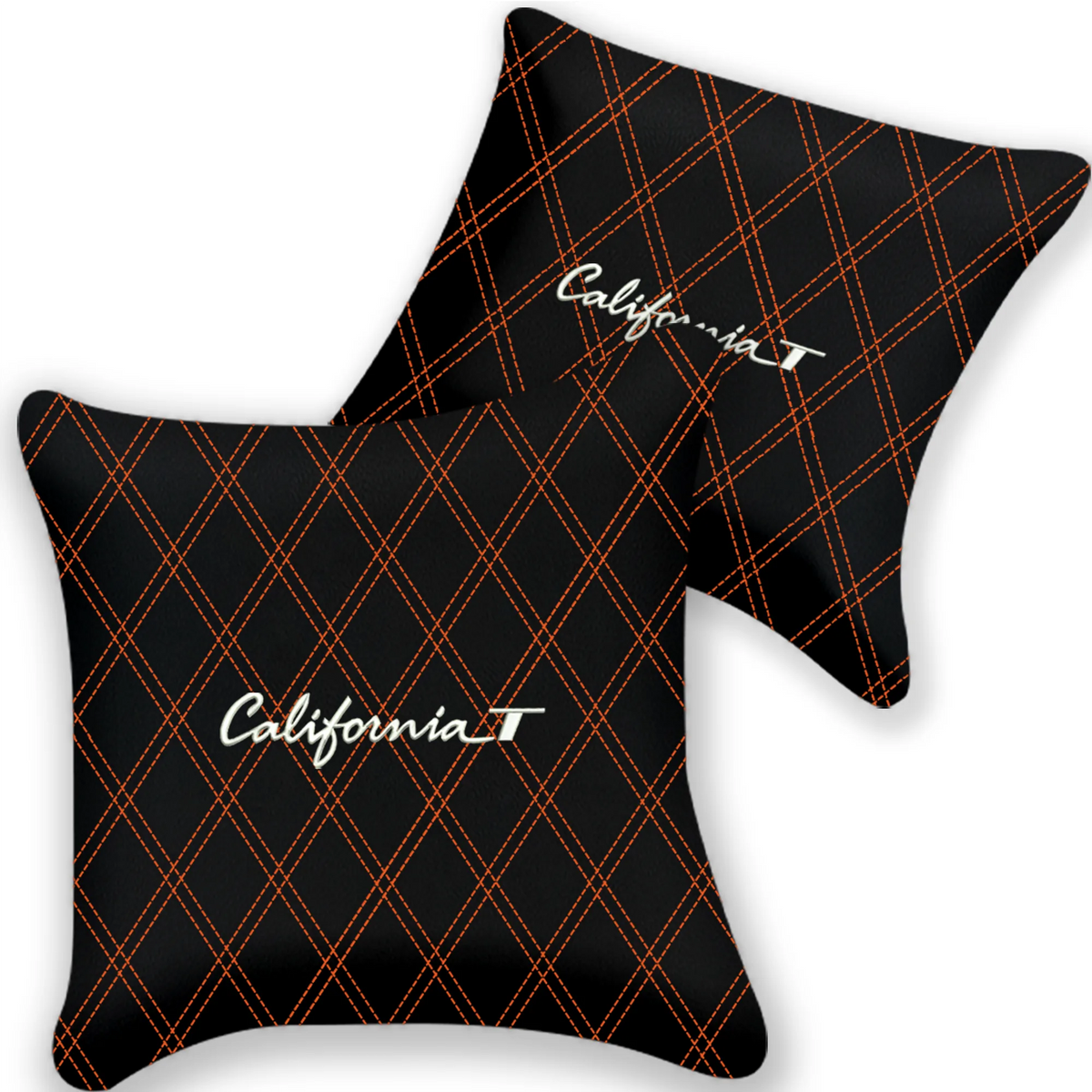 Customizable Black Leather Pillows Set of 2 for Ferrari California T (2015-2018) - Various Stitching Colors