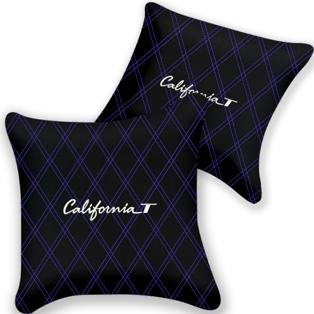 Customizable Black Leather Pillows Set of 2 for Ferrari California T (2015-2018) - Various Stitching Colors