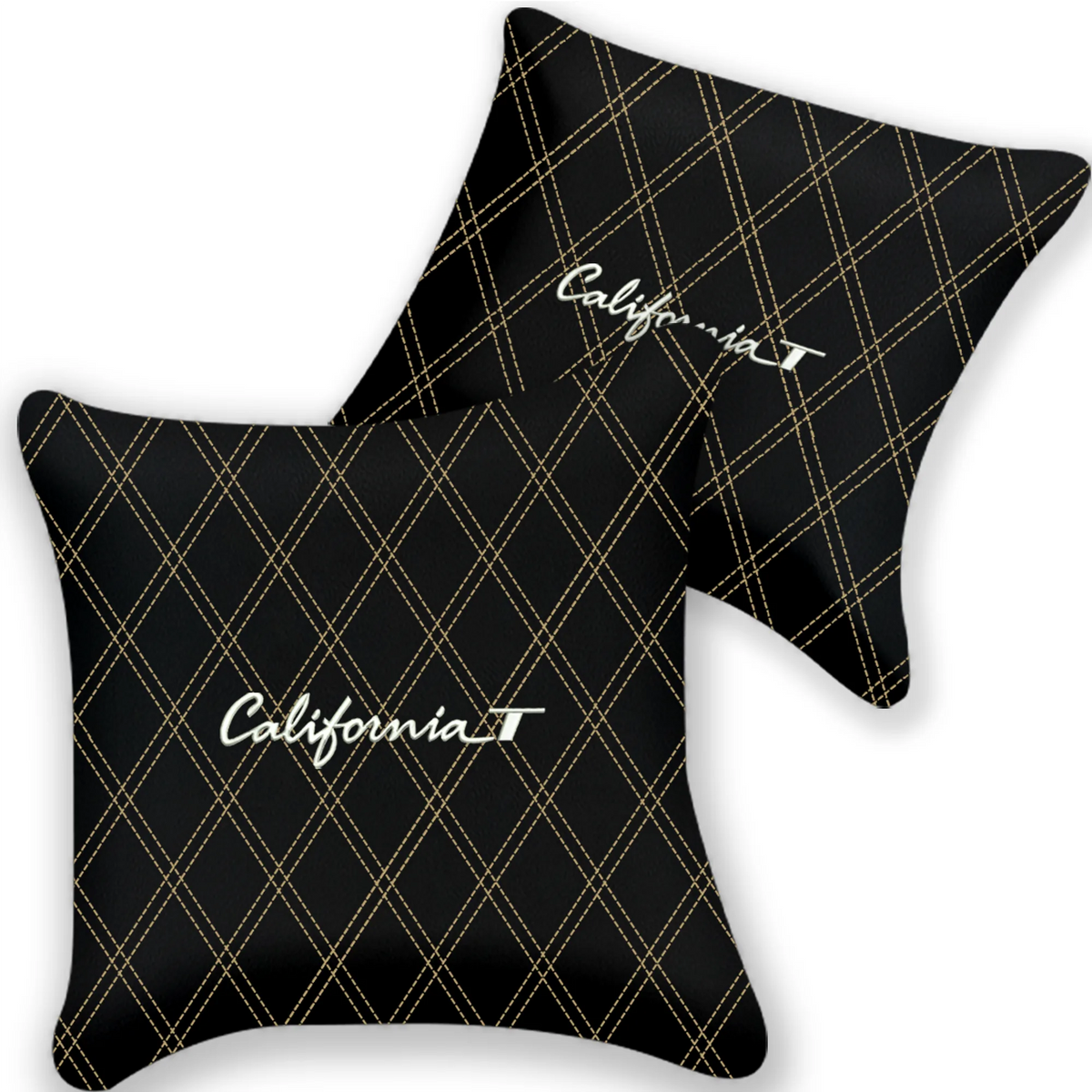 Customizable Black Leather Pillows Set of 2 for Ferrari California T (2015-2018) - Various Stitching Colors