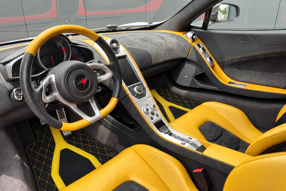Customizable Leather Floor Mats with AW04 Pattern for McLaren MP4-12C (2011–2014) inside the vehicle