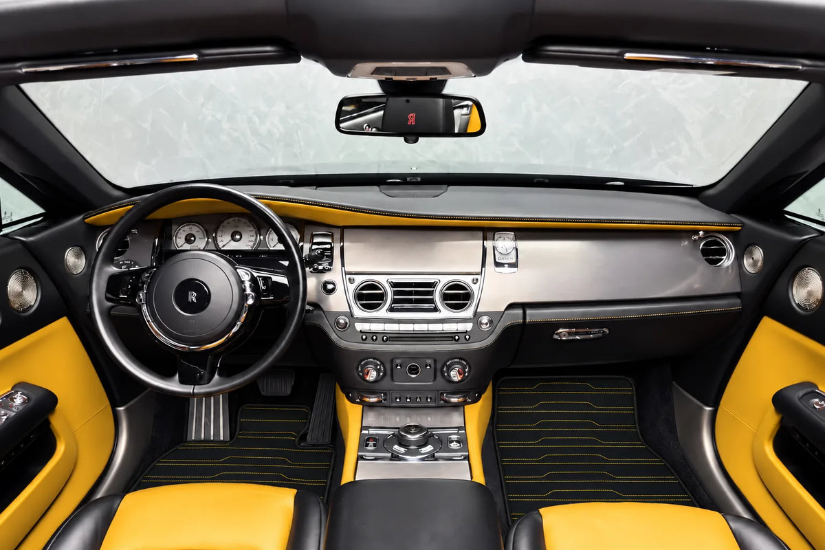 Customizable Leather Floor Mats with AW06 Pattern for Rolls Royce Dawn (2016-2023) inside the vehicle