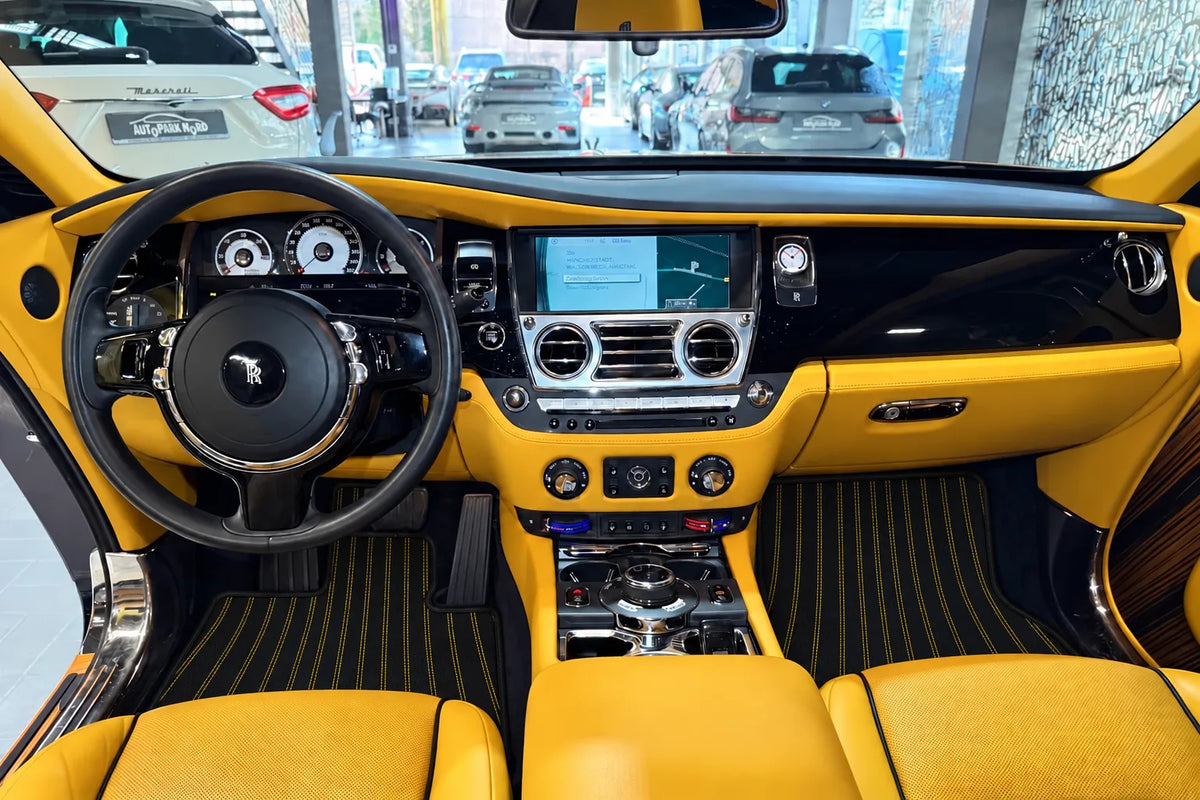 Customizable Leather Floor Mats with AW07 Pattern for Rolls Royce Wraith (2013–2023) inside the vehicle