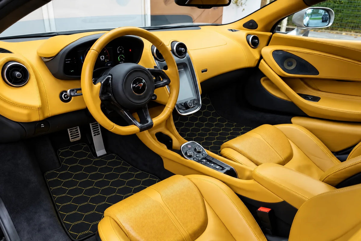 Customizable Leather Floor Mats with Divario Pattern for McLaren 570S (2015-2021) inside the vehicle
