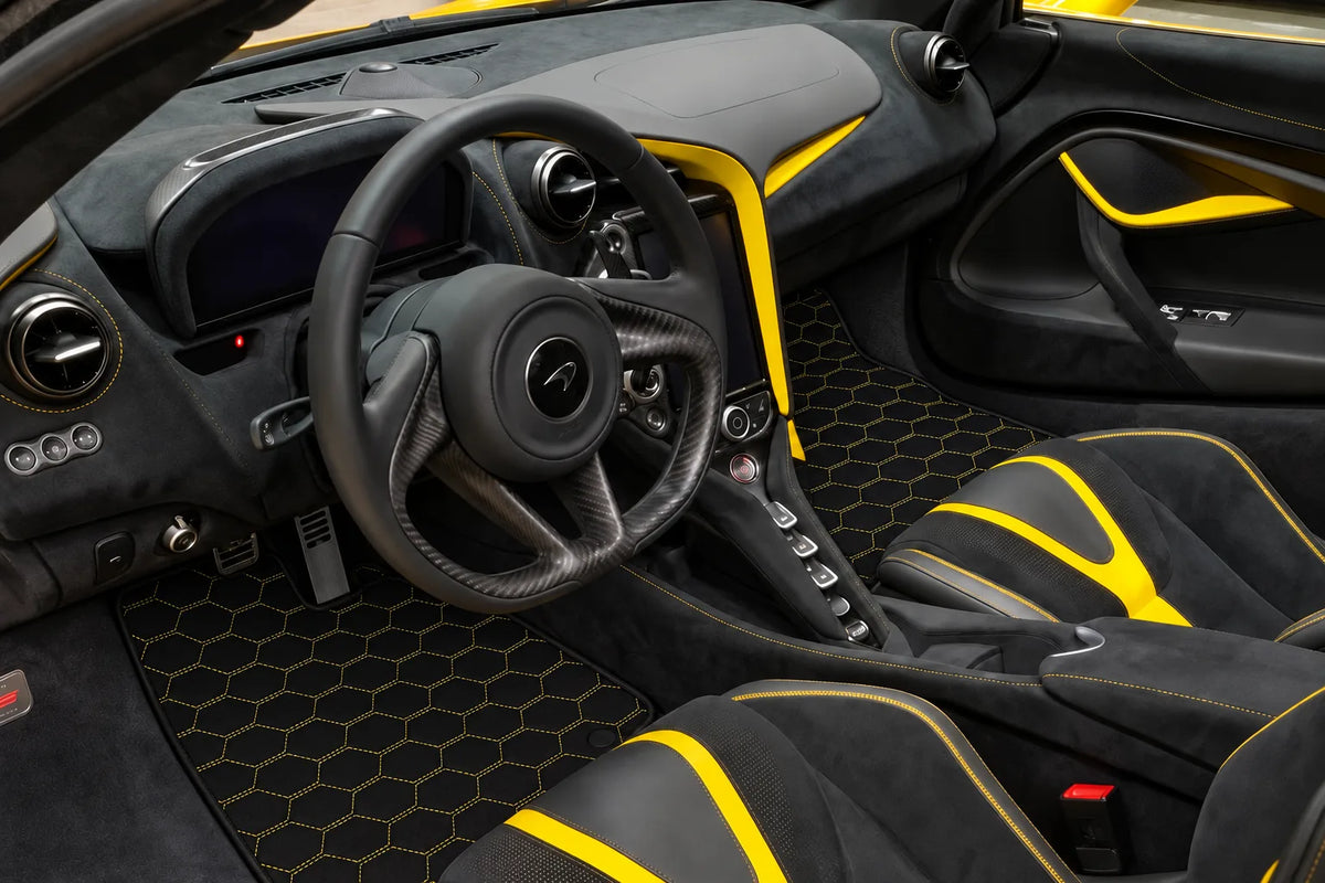 Customizable Leather Floor Mats with Divario Pattern for McLaren 720S (2017-2021) inside the vehicle