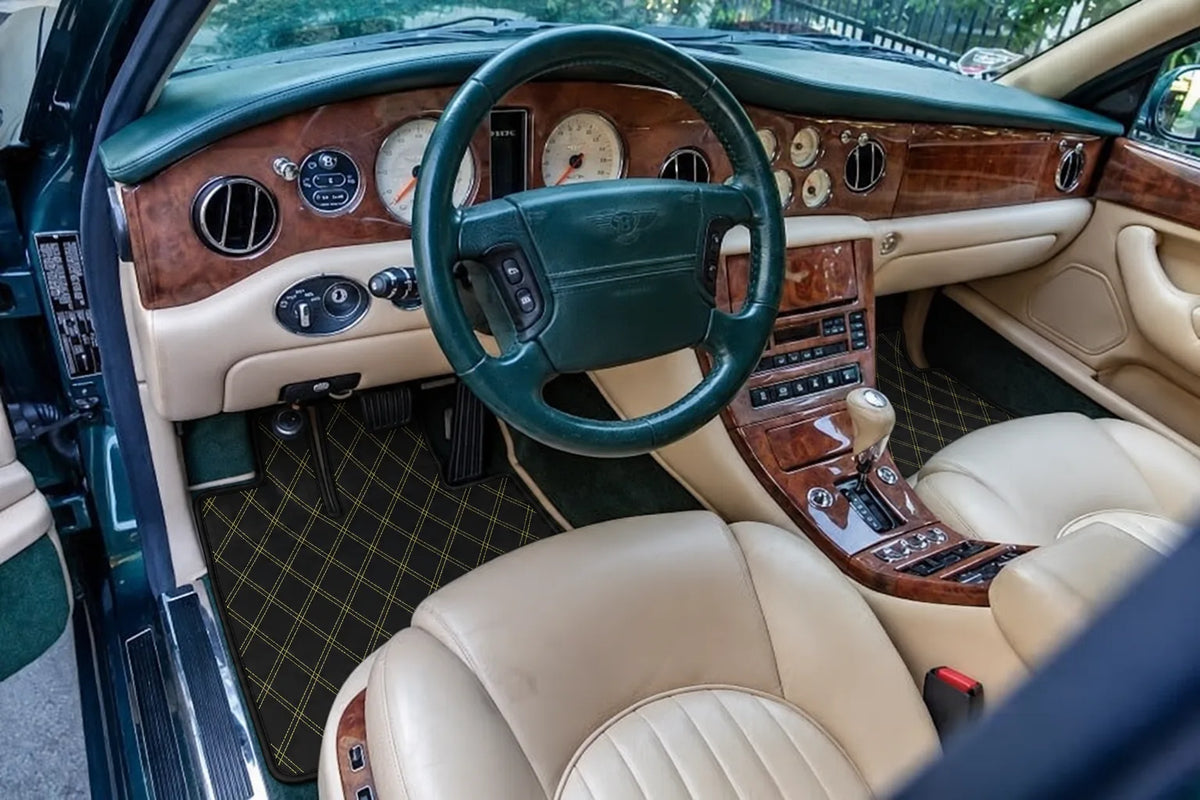 Customizable Leather Floor Mats with Double Diamond Pattern for Bentley Green Label (1998-2009) inside the vehicle