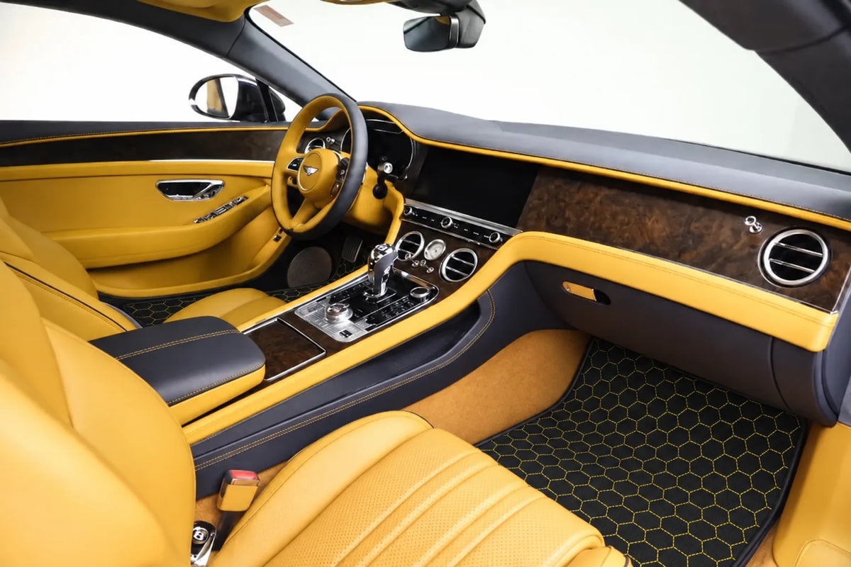 Customizable Leather Floor Mats with Hex Pattern for Bentley Continental GT (2018–2023) inside the vehicle