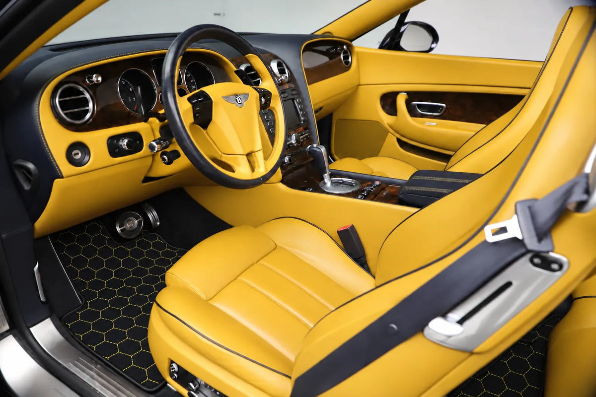Customizable Leather Floor Mats with Hex Pattern for Bentley Continental GTC (2011-2018) inside the vehicle