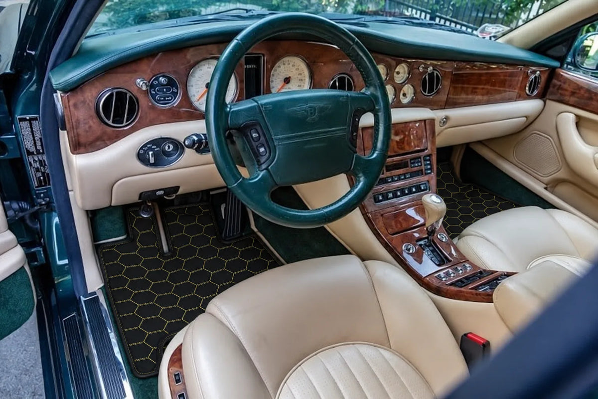 Customizable Leather Floor Mats with Hexagon Hex Pattern for Bentley Green Label (1998-2009) inside the vehicle