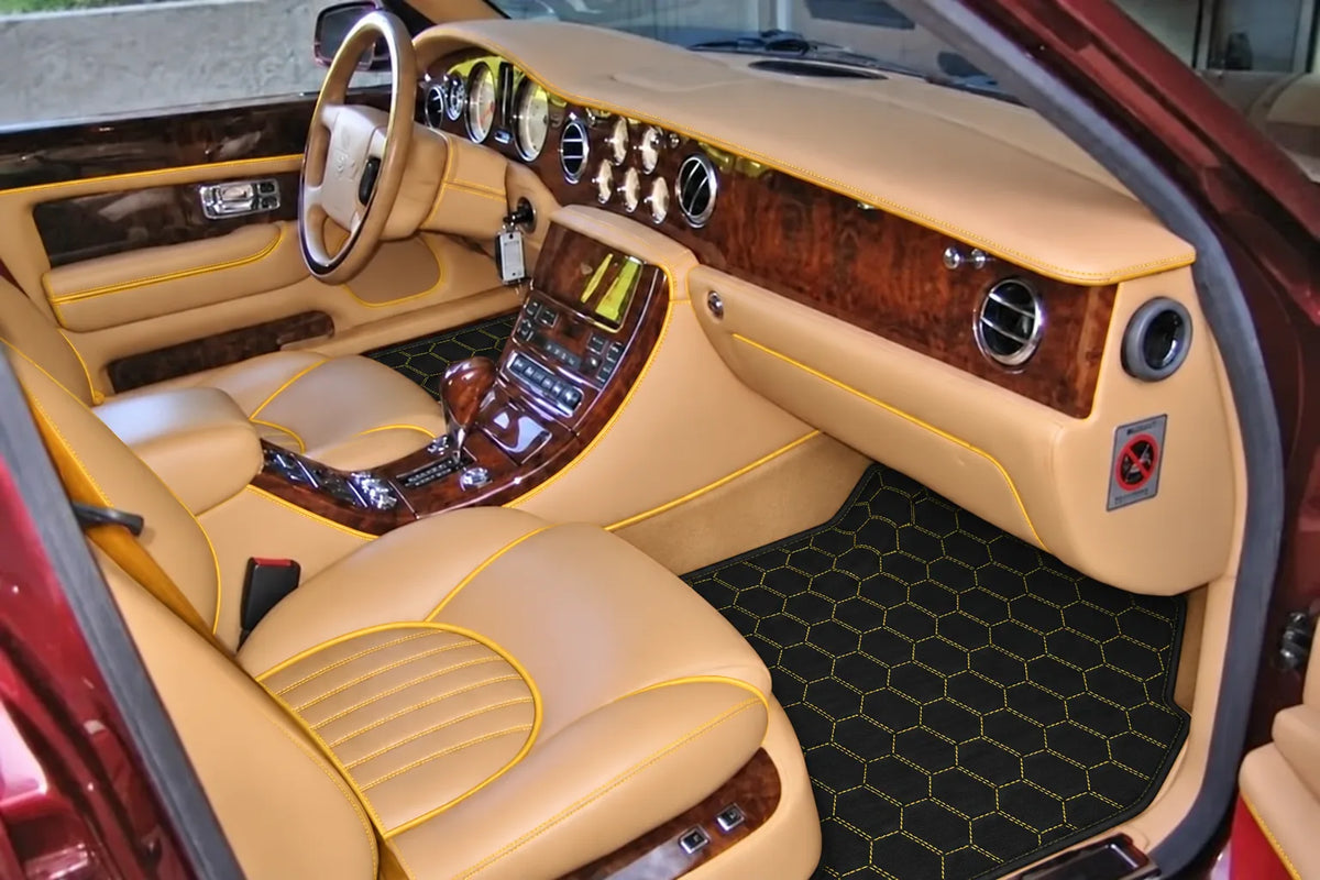 Customizable Leather Floor Mats with Hexagon Hex Pattern for Bentley Red Label RL (1998-2009) inside the vehicle