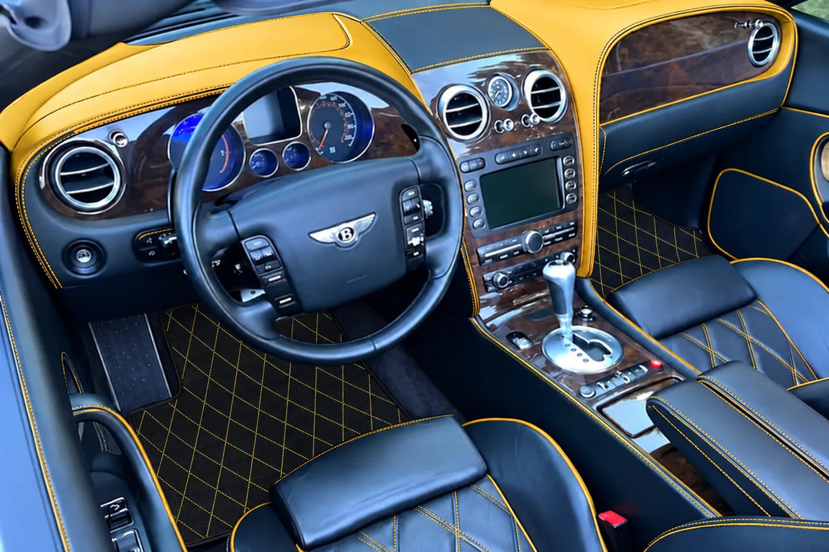 Customizable Leather Floor Mats with Single Diamond Pattern for Bentley Continental GTC (2006–2011) inside the vehicle
