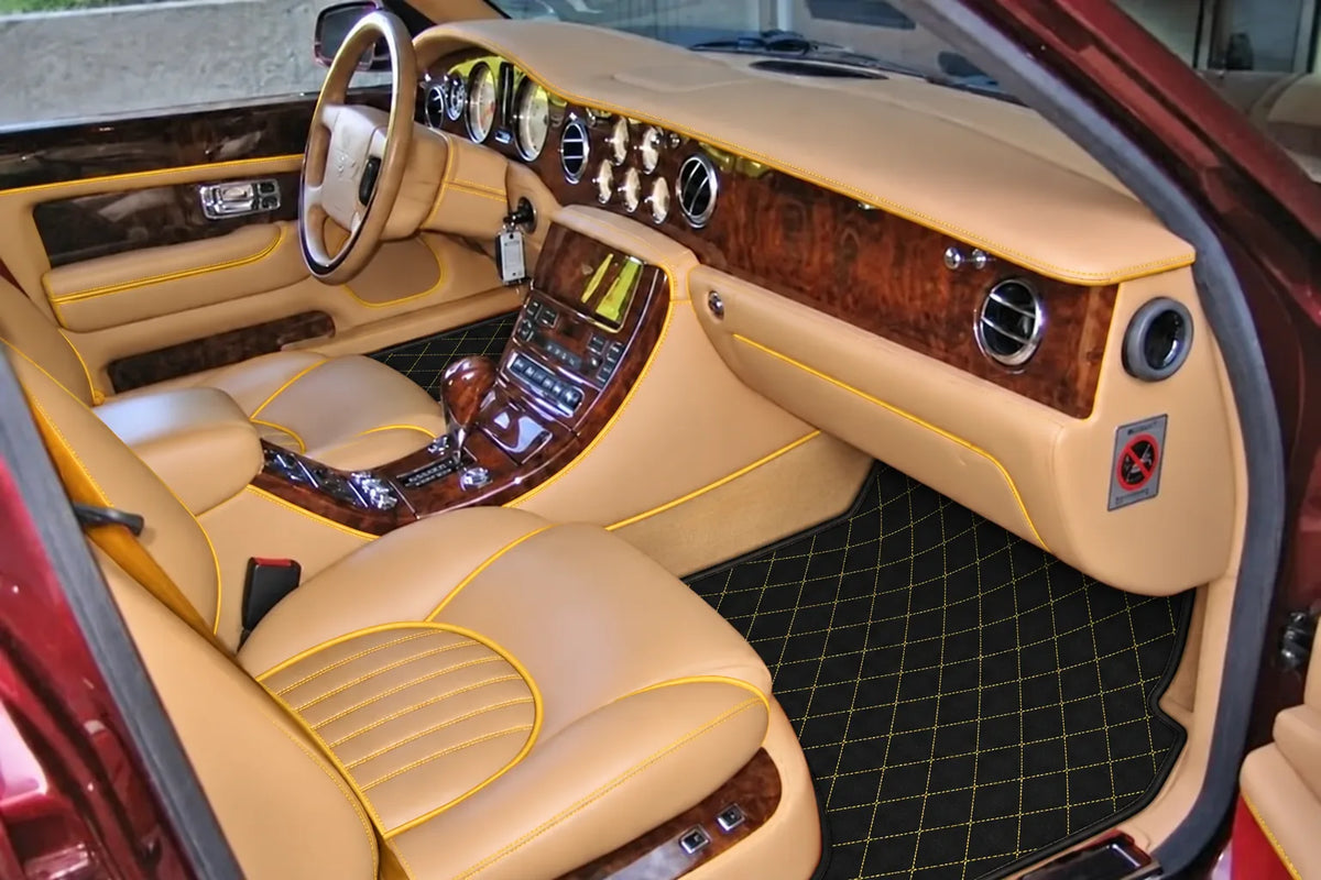 Customizable Leather Floor Mats with Single Diamond Pattern for Bentley Red Label RL (1998-2009) inside the vehicle
