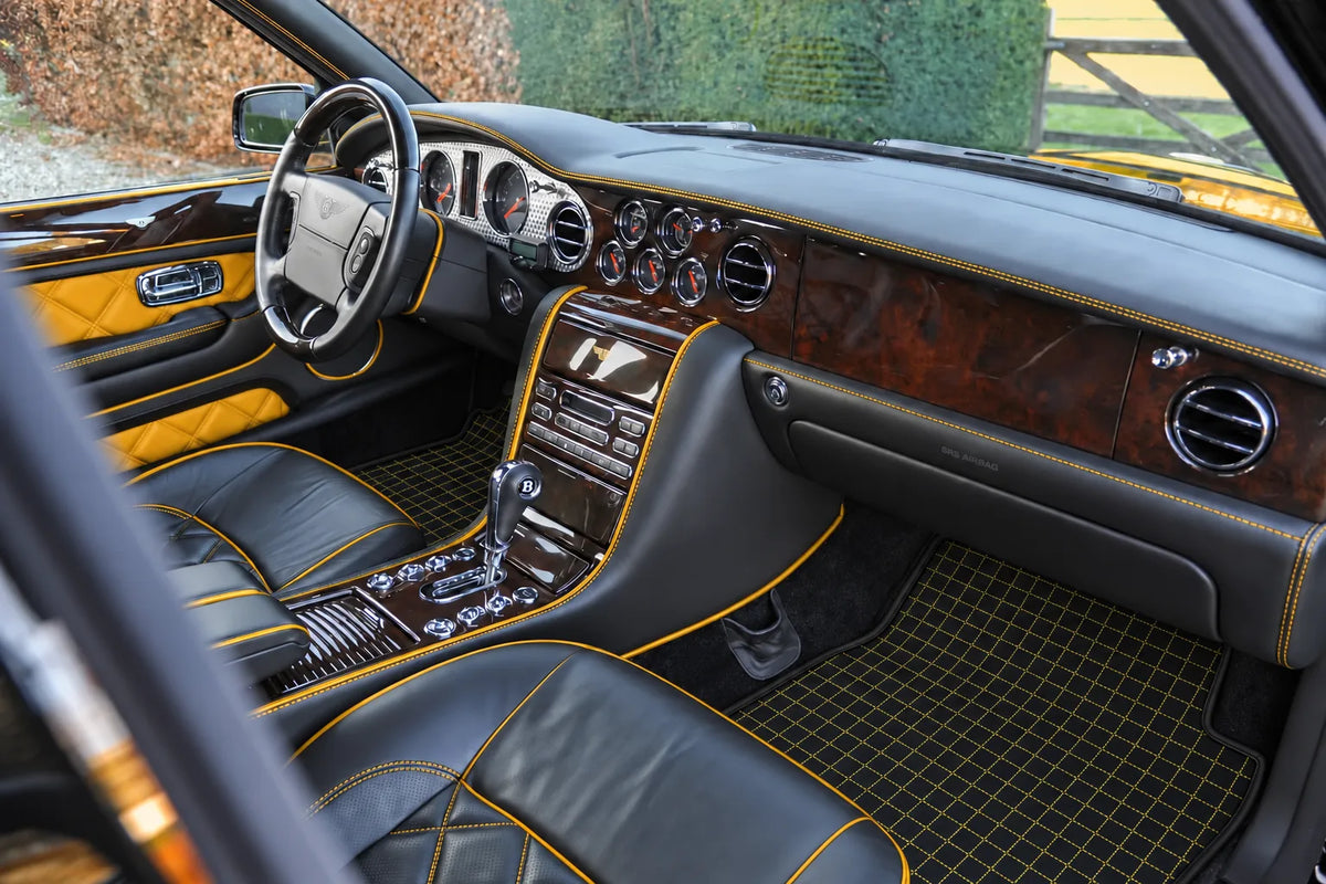 Customizable Leather Floor Mats with Square Pattern for Bentley Arnage T (1998-2009) inside the vehicle