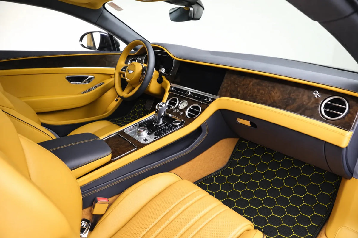 Customizable Leather Floor Mats with Symmetrical Hex Pattern for Bentley Continental GT (2018–2023) inside the vehicle