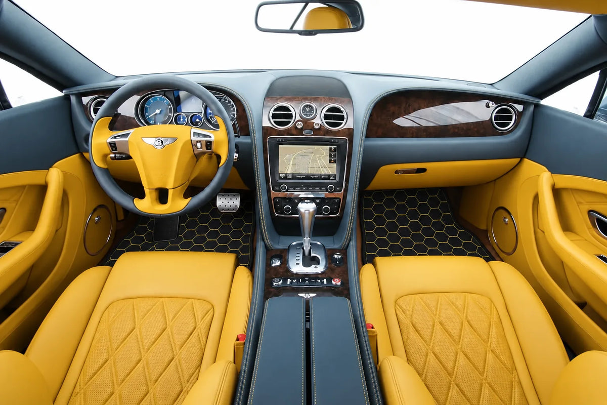 Customizable Leather Floor Mats with Symmetrical Hex Pattern for Bentley Continental GT (2011-2018) inside the vehicle
