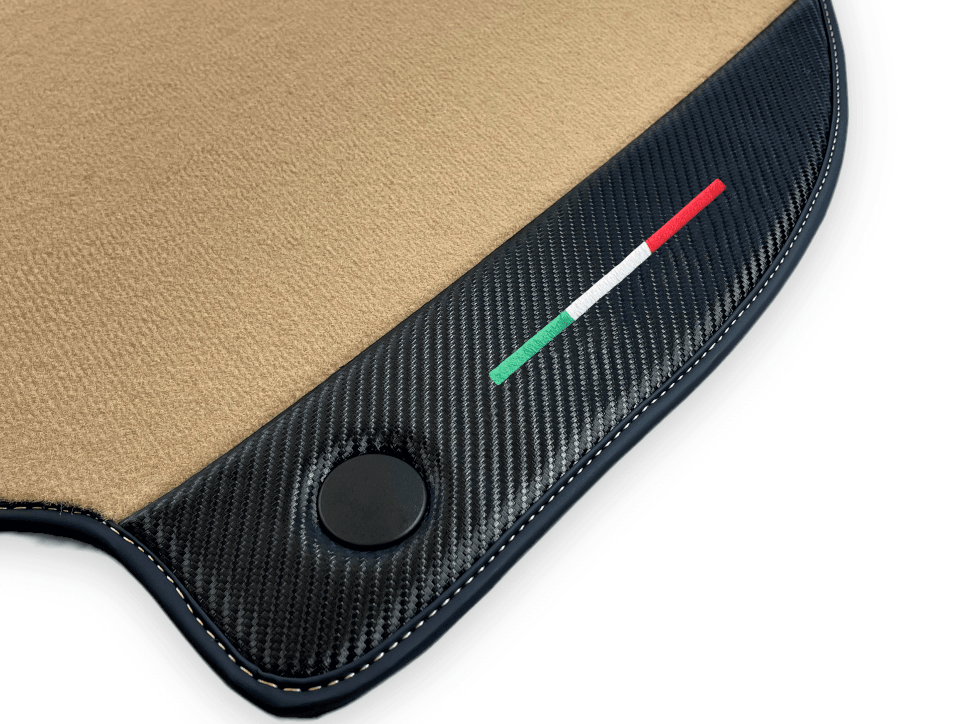 Beige Floor Mats For Ferrari 488 GTB 2016-2022 Carpets With Carbon Fiber - AutoWin