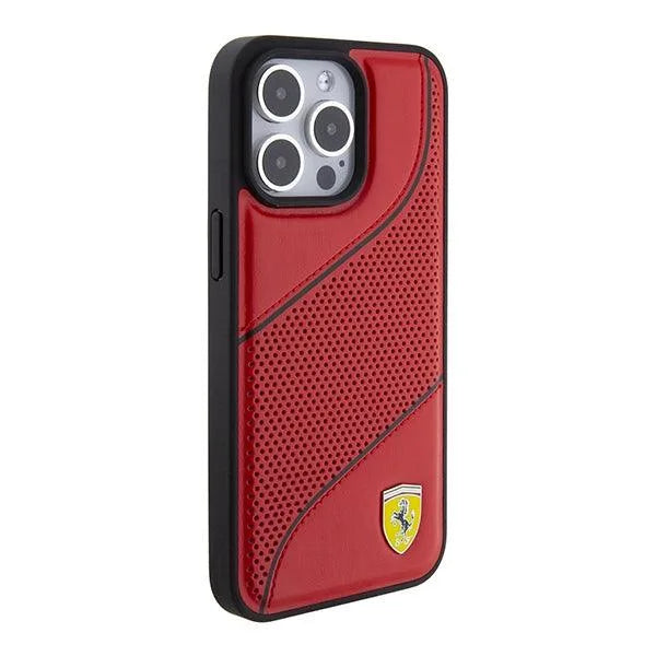 Ferrari Perforated Waves Metal Logo Hardcase for iPhone 15 Pro 6.1" - AutoWin