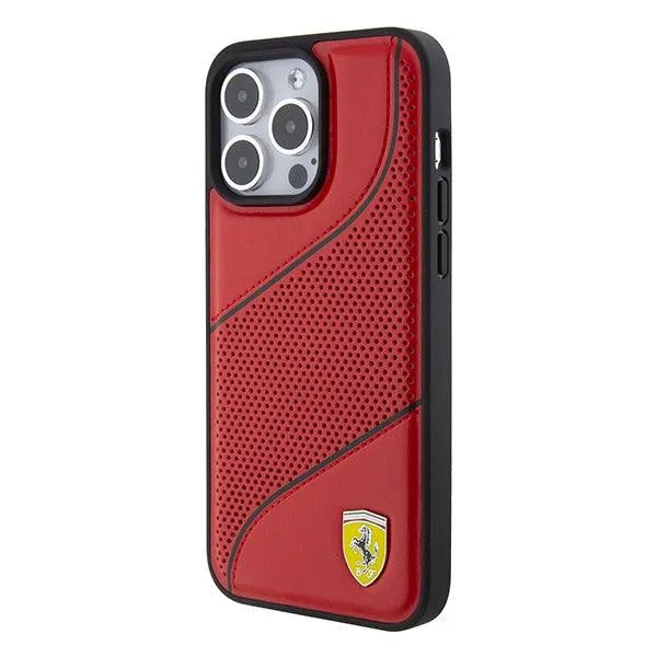 Ferrari Perforated Waves Metal Logo Hardcase for iPhone 15 Pro 6.1" - AutoWin