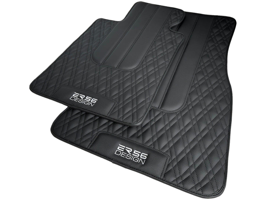 Floor Mats For BMW M5 G90 (2023-2026) Sedan Black Leather Er56 Design - AutoWin