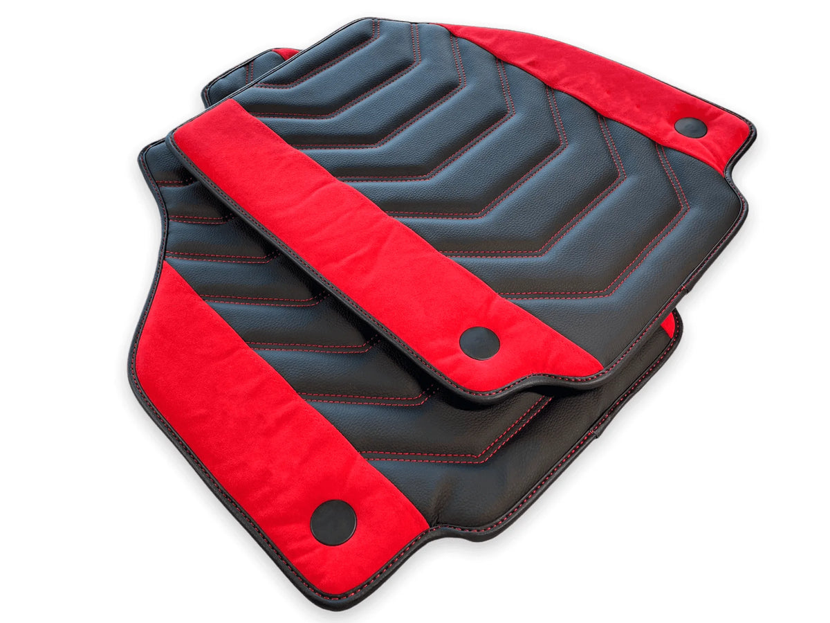 Floor Mats For Ferrari 458 GT2 (2012-2015) Leather With Red Alcantara