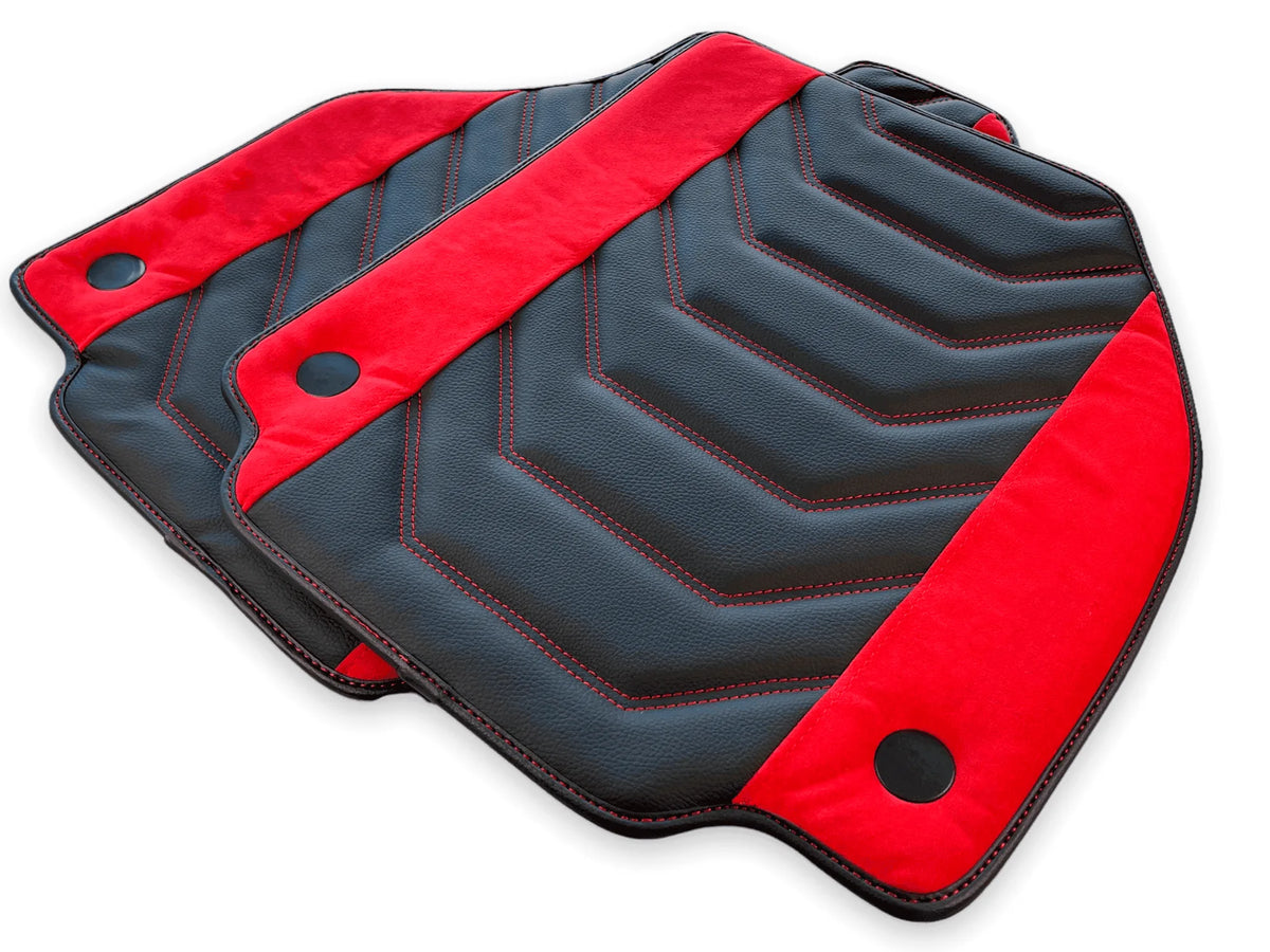 Floor Mats For Ferrari 458 Italia (2009-2015) Leather With Red Alcantara - AutoWin