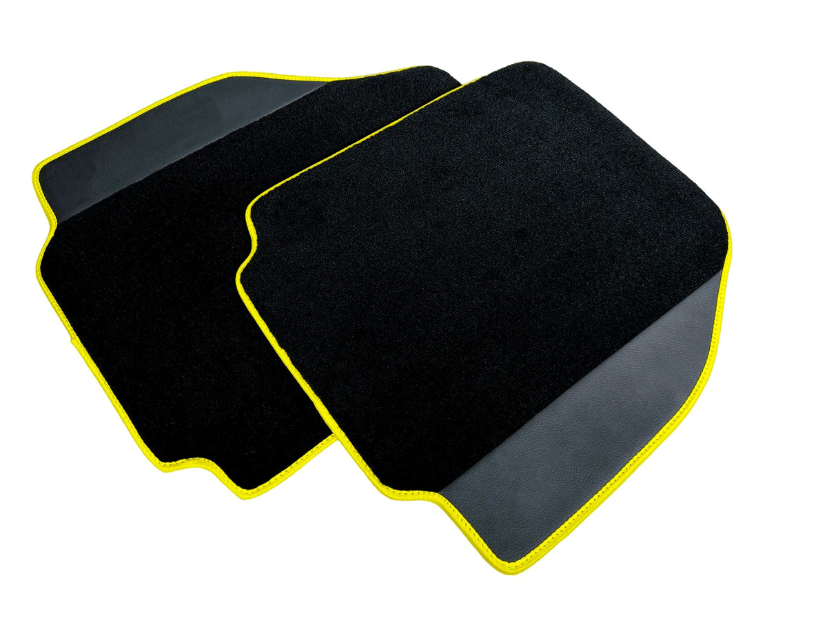 Floor Mats For Ferrari 488 Pista Spider (2019-2021) Leather and Yellow Trim