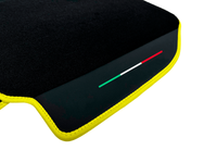 Floor Mats For Ferrari 488 Pista Spider (2019-2021) Leather and Yellow Trim - Italian Flag