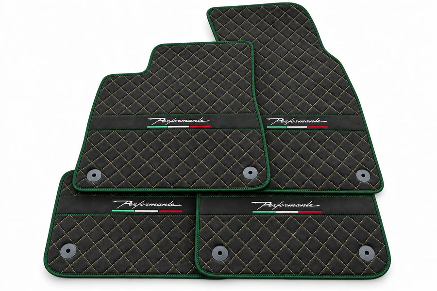 Alfombrillas de coche para Lamborghini Urus Performante con trim de Alcántara en verde oscuro