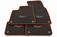 Alfombrillas de coche para Lamborghini Urus Performante con trim de Alcántara en naranja