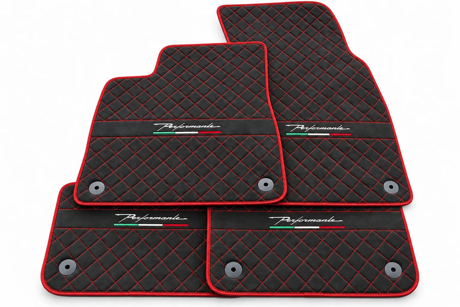 Alfombrillas de coche para Lamborghini Urus Performante con trim de Alcántara en rojo